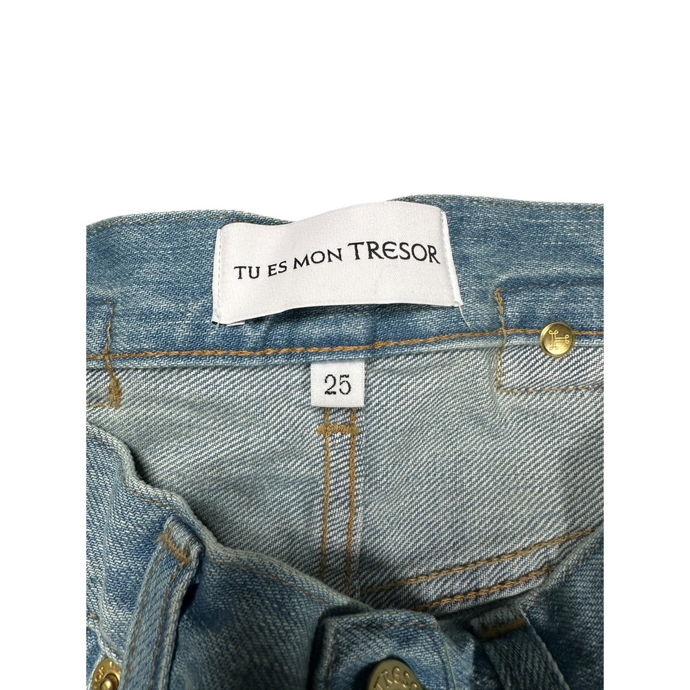 Tu Es Mon Tresor Emerald Jean Womens Size 25 High Rise Straight Boyfriend Fit - Picture 5 of 10